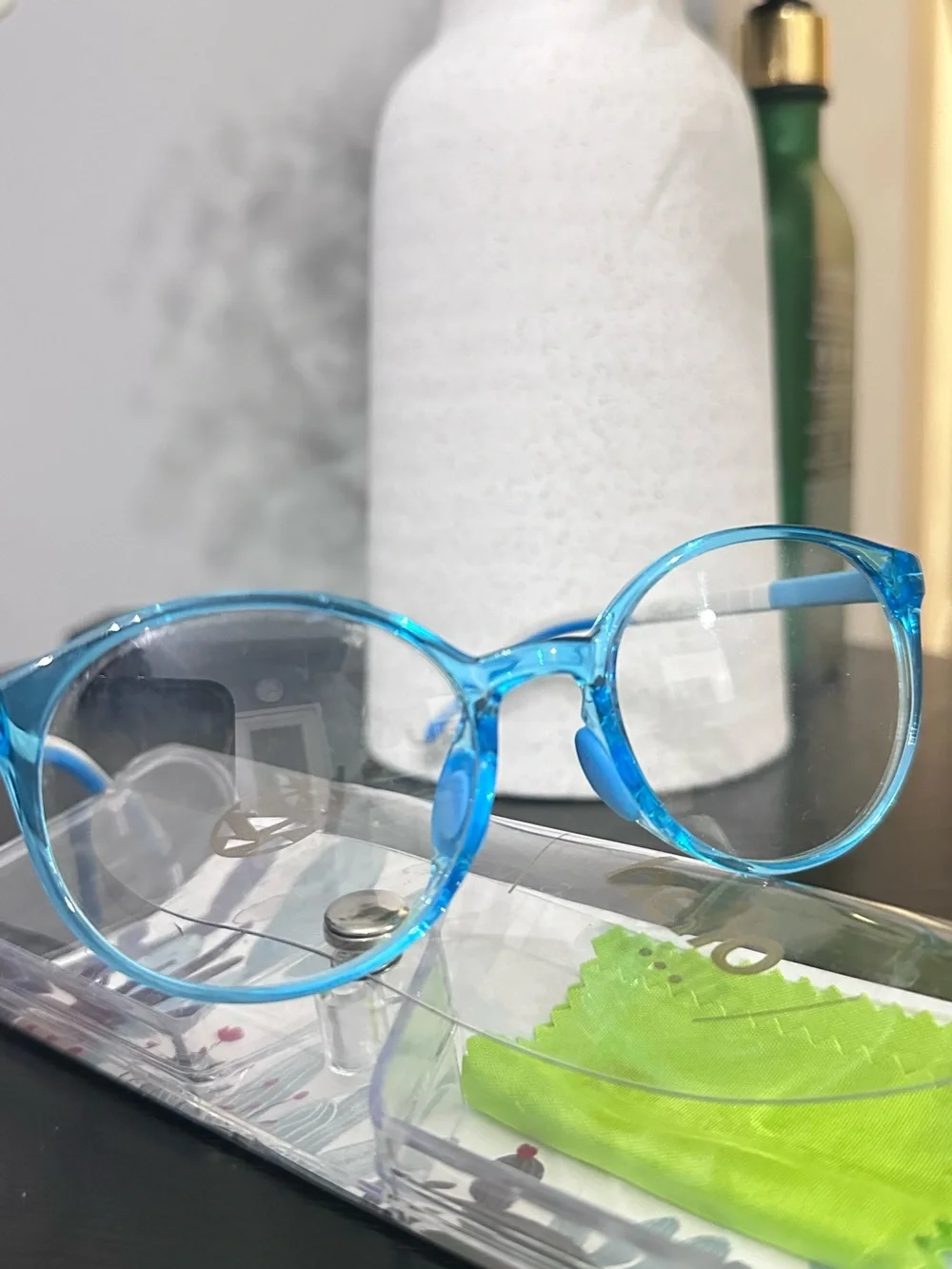 Kids Transparent Blue Round Sunglasses - Unbranded